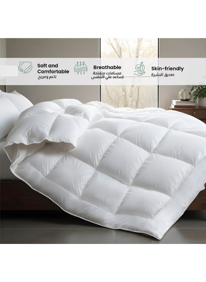 Rest - Classic Bedding Comforter Duvet Insert White Microfiber All Seasonal Quilted Comforter Stitched Quilting Duvet With White Cord Easycare Duvet (240X260Cm) - Image 1