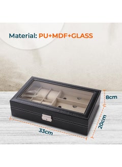 Kuber Industries Kuber Industries 6 Slot Watch Storage Box With 3 Slot Glasses organizer|Black|  - Image 3