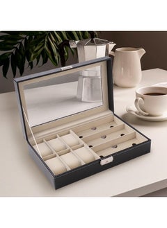 Kuber Industries Kuber Industries 6 Slot Watch Storage Box With 3 Slot Glasses organizer|Black|  - Image 2