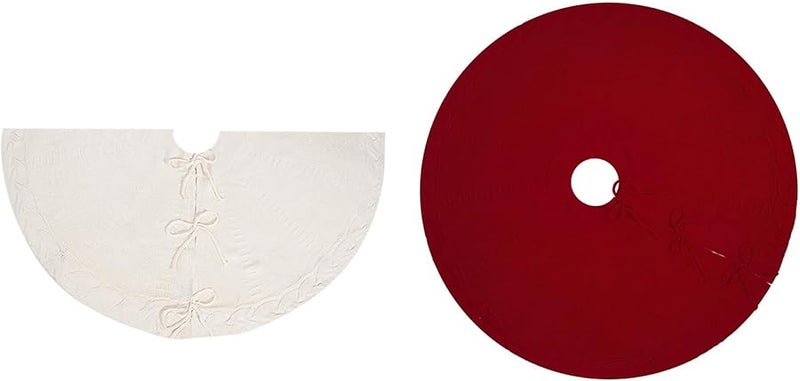 تنورة شجرة عيد الميلاد البيضاء المستديرة مقاس 36 بوصة، سجادة منزلية أنيقة محبوكة للعطلات - Image 5