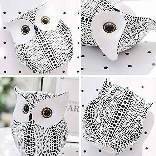 Asng Owl Decor Statue Sculpture for Home  Office  Bookshelf TV Stand Decoration Resin Animal Sculpture Minimalist Style Crafts Gift for Friend or Family  Animal Lovers (White) - Image 2
