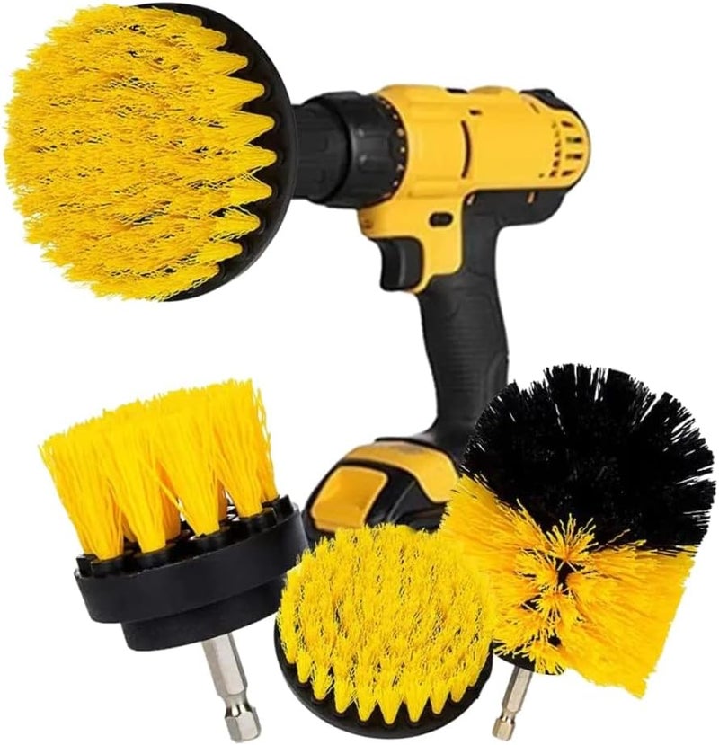 ALMEKAQUZ 4 Pcs Drill Brush Car Detailing Kit with Extend Attachment, Soft Bristle Power Scrubber Brush Set for Cleaning Car, Boat, Seat, Carpet, Upholstery and Shower Door - Image 1