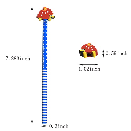 QDXATIVP 28PCS Fun Cute Pencils for Kids,Colorful Stripe with Assorted Fruit Animal Erasers Toppers,for School Office Classroom Supplies Students Children - Image 2
