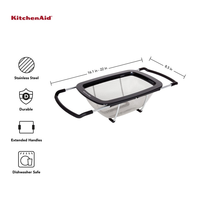 KitchenAid Expandable Stainless Steel Colander, Black - Image 2