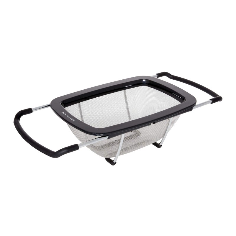 KitchenAid Expandable Stainless Steel Colander, Black - Image 1