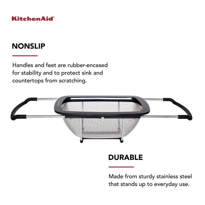KitchenAid Expandable Stainless Steel Colander, Black - Image 3