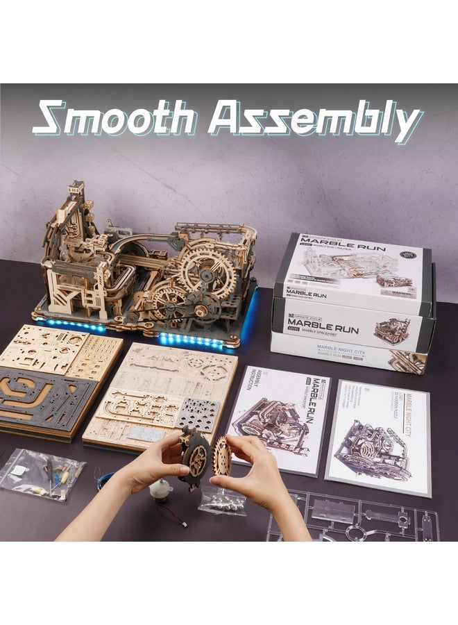 ROBOTIME 3D Puzzle - Combination Set Marble Tracks - Motorized Marble Spaceport LGC01+Marble Night City LGA01+Link Pack LG01 - Engineering Gift Choice - Image 2
