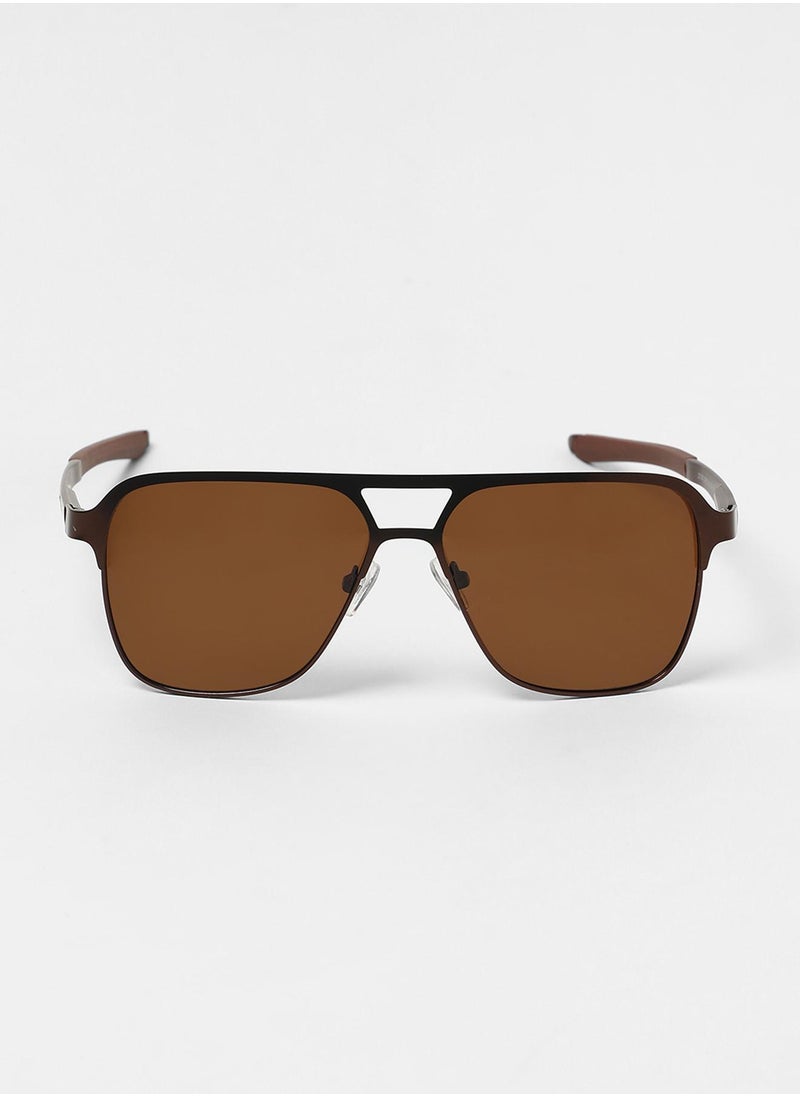 Haute Sauce The Classic Rectangular Aviator Sunglasses - Chocolate Brown  - Image 4