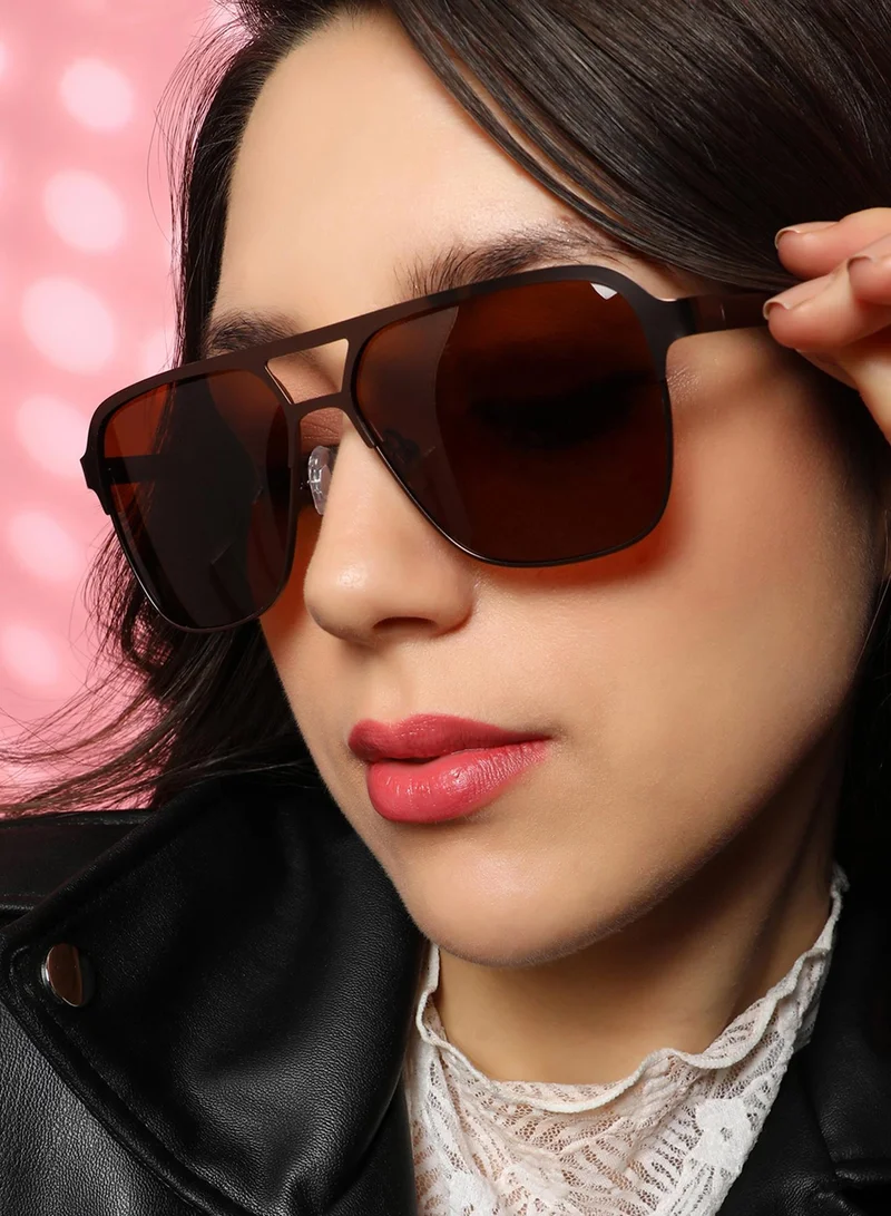 Haute Sauce The Classic Rectangular Aviator Sunglasses - Chocolate Brown