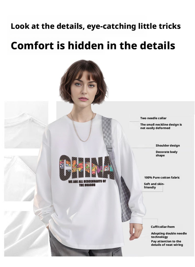 MAC Jabags Trendy "CHINA" Graphic Oversized White Sweatshirt - Loose-Fit Long-Sleeve Top with Colorful Letter Design for Casual Streetwear - Image 5