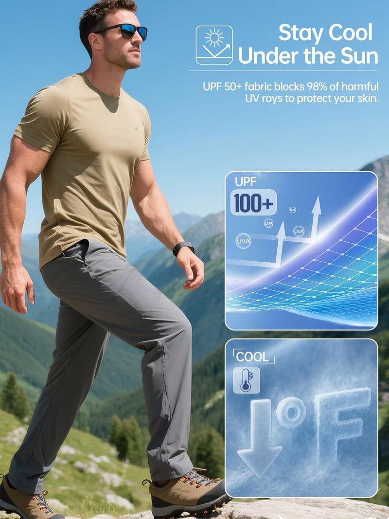 FREE SOLDIER Men's Outdoor Cargo Hiking Pants with Belt Lightweight Waterproof Quick Dry Tactical Pants Nylon Spandex (Gray 34W/30L) - Image 5