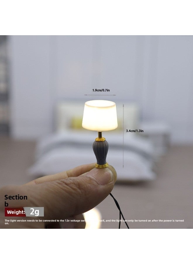 Doll House Miniature Furniture Small Ornaments Miniature Table Lamp Model Mini Bedside Lamp Model Sand Table Building Materials 