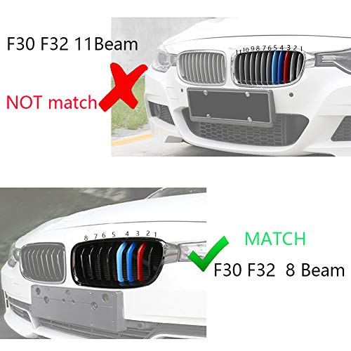 Lanyun F30 grill Color kidney Grille Insert Trims cover Compatible with BMW F30 F31 3 series 2013-2018 8-Beam black grille insert - Image 2