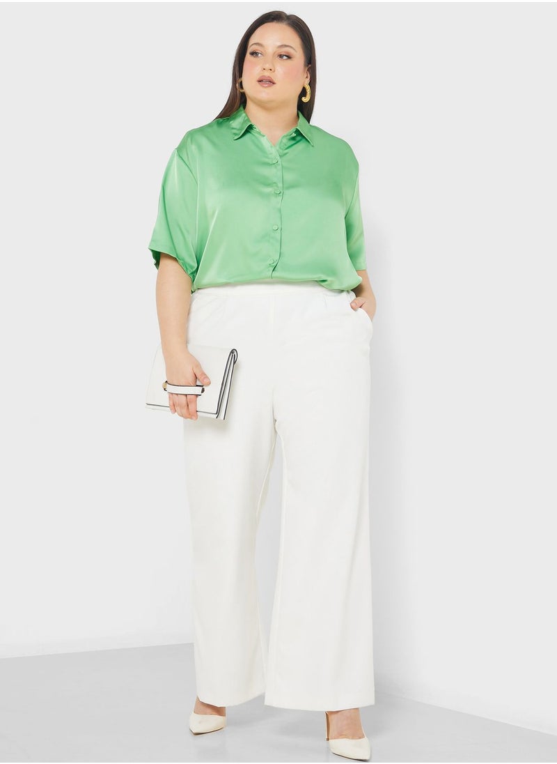 Cotton On Curve - Short Sleeve Satin Shirt - Image 1