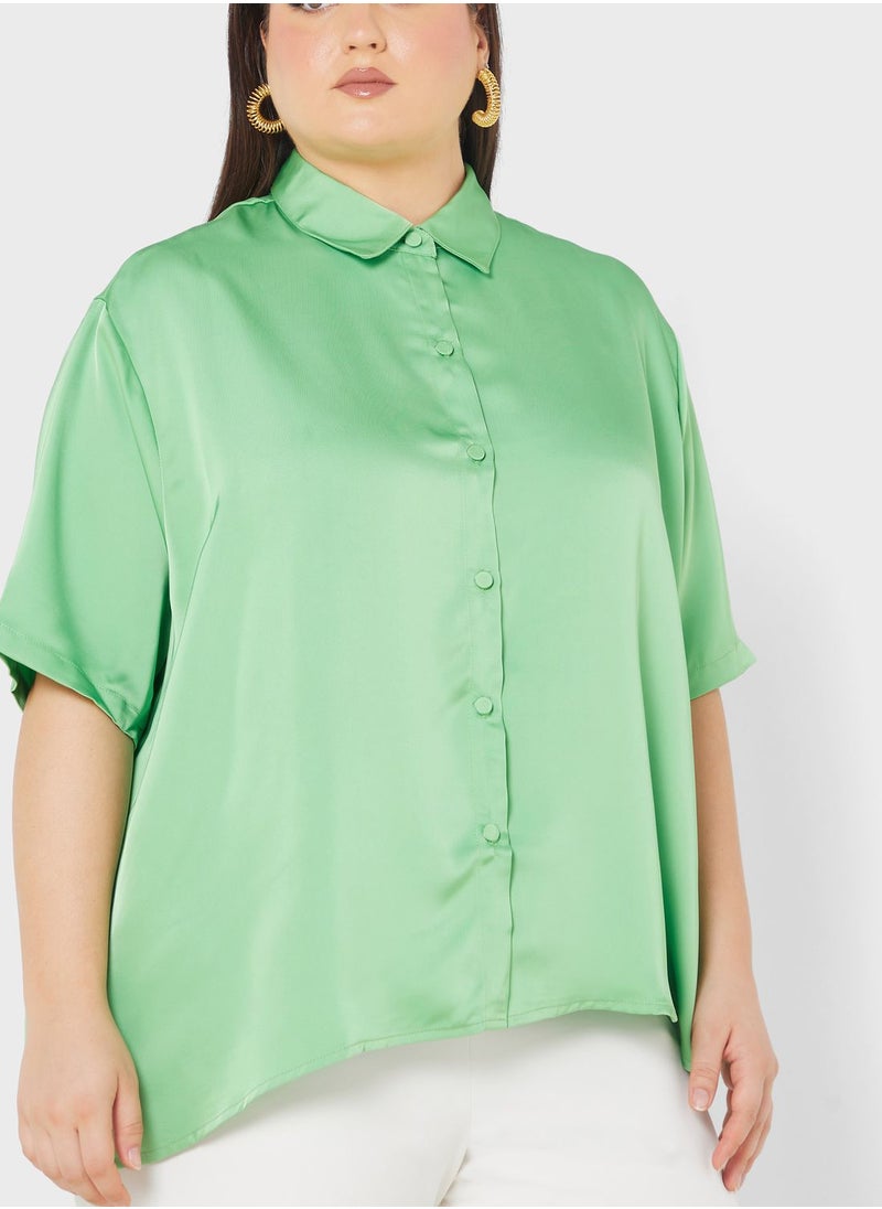 Cotton On Curve - Short Sleeve Satin Shirt - Image 1