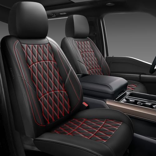 NS YOLO Leather Car Seat Covers,Universal Fit for Most Cars,SUVs and Sedans,Waterproof Luxury Leatherette Cushions, 5 Seats Protectors (Black and Red, Full Set-5 Seats(Front and Rear)) - Image 1