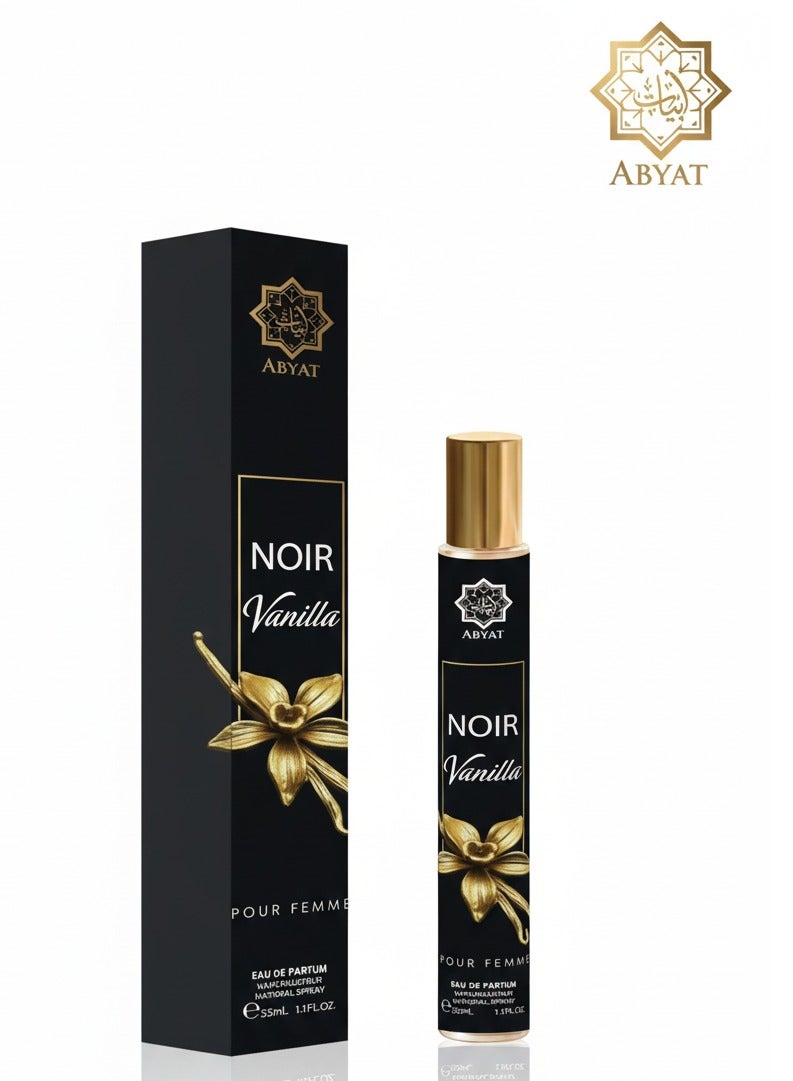 ABYAT Noir Vanilla Pour Femme Eau De Parfum – Warm Vanilla & Amber Long Lasting Fragrance for Women 33ml (Black & Gold) - Image 1