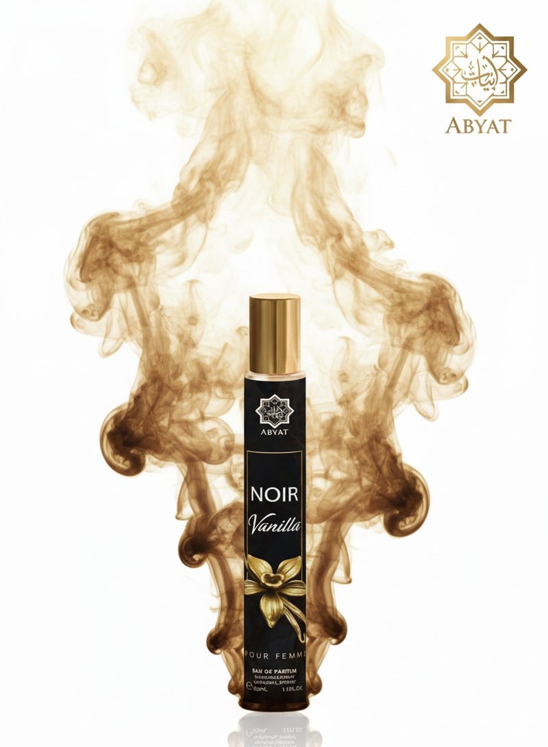 ABYAT Noir Vanilla Pour Femme Eau De Parfum – Warm Vanilla & Amber Long Lasting Fragrance for Women 33ml (Black & Gold) - Image 2