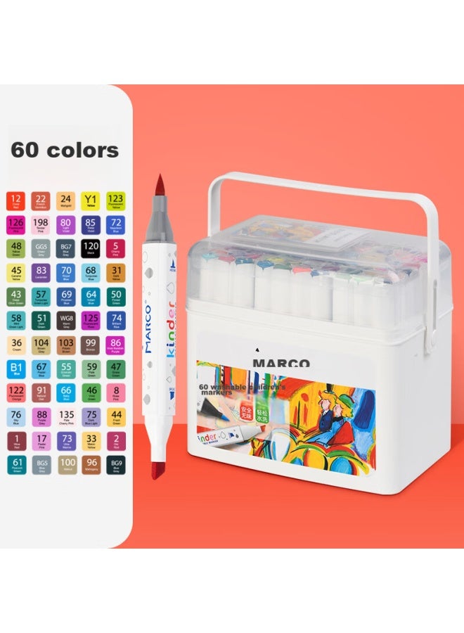 Marco Washable Dual-tip Markers, 48 Colors, Watercolor Pens, Drawing Pens, Student Art Highlighters, Stationery, Hand-drawn Gift, Back-to Supplies - Image 2