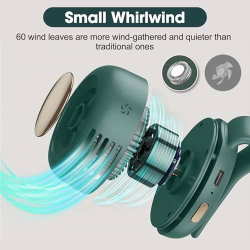 enterlent Portable Silent Mini Bladeless Electric Fan,Mini Whirlwind Fan for Waist Clip Fan(3-Speed),Hands-Free Neck Fan suitable for Outdoor & Travel & Office,Travel Accessories (White) - Image 4