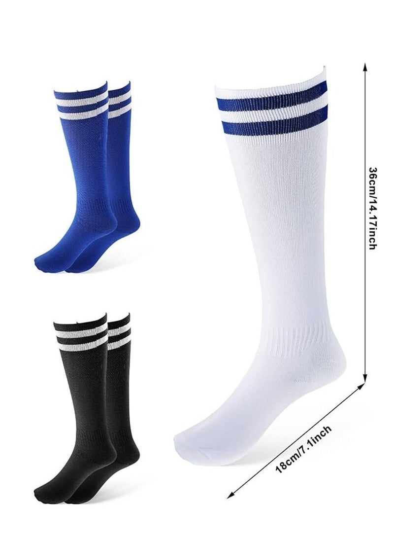 Generic - Kids Footballs Socks 3 Pairs 3 Colors Children Unisex Anti-slip Towel Bottom Socks Long Breathable Soccer Sock for Football Rugby Hockey Running Or Training for Children Aged 5-12 - Image 1