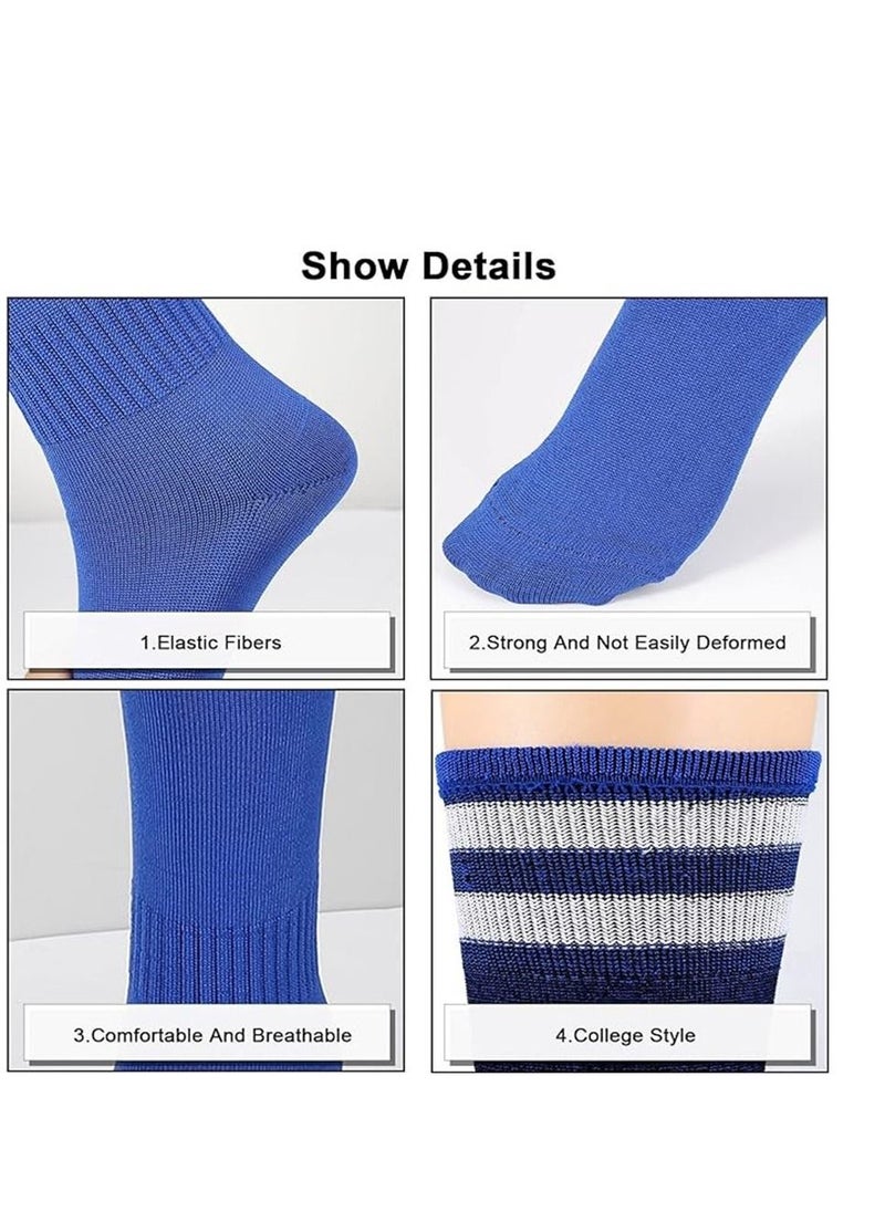 Generic - Kids Footballs Socks 3 Pairs 3 Colors Children Unisex Anti-slip Towel Bottom Socks Long Breathable Soccer Sock for Football Rugby Hockey Running Or Training for Children Aged 5-12 - Image 1