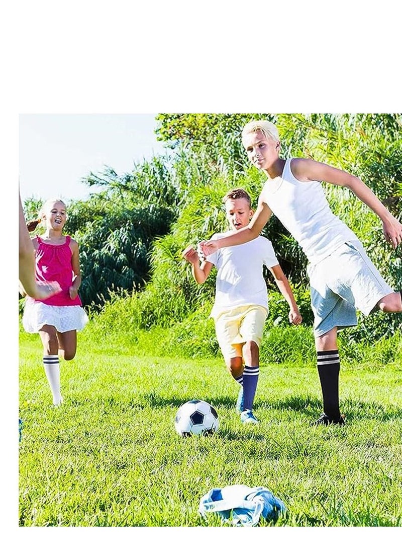 Generic - Kids Footballs Socks 3 Pairs 3 Colors Children Unisex Anti-slip Towel Bottom Socks Long Breathable Soccer Sock for Football Rugby Hockey Running Or Training for Children Aged 5-12 - Image 1