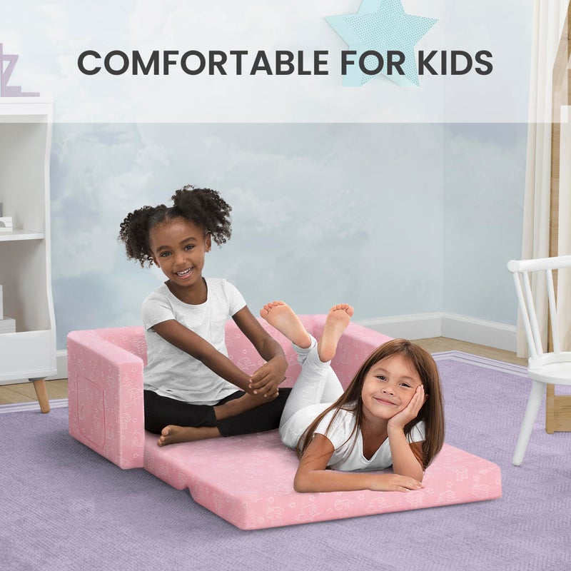 Delta Children Serta Perfect Sleeper Extra Wide Convertible Sofa to Lounger - Comfy 2-in-1 Flip Open Couch/Sleeper for Kids - 30-inches Wide, Pink - Image 4
