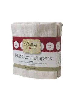 Buttons Diapers Buttons Unbleached Organic Cotton Birdseye Flat Diapers - 6 Pack  - Image 1