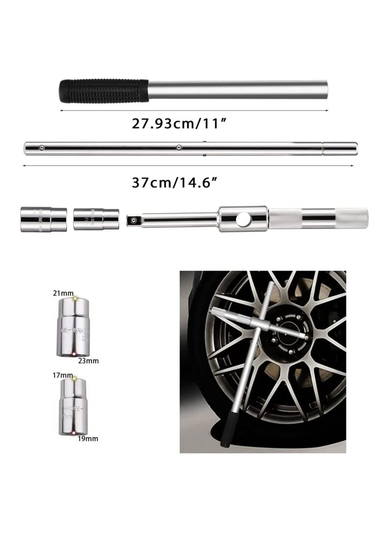 Universal Extended Telescoping Lug Wrench, 4 Way Tire Iron Nut Wrench Set with Storage Box and Standard Sockets(17mm/19mm/21mm/23mm), Wheel Wrench for Repair Car Vehicle Auto Tire Nut Wrench - Image 2