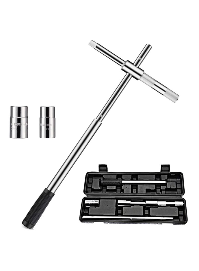 Universal Extended Telescoping Lug Wrench, 4 Way Tire Iron Nut Wrench Set with Storage Box and Standard Sockets(17mm/19mm/21mm/23mm), Wheel Wrench for Repair Car Vehicle Auto Tire Nut Wrench - Image 1