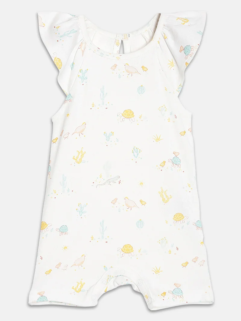Broon Broon Infant Girls White and Black Printed Organic Cotton Rompers Pack of 2