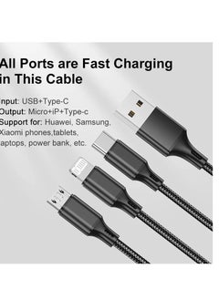 ماركة غير محددة كابل شحن سريع3 في 1 3A USB  مايكرو نوع C الهاتف المحمول متعددة شحن الحبل آيفون /15/14 /13 برو ماكس شاومي 12 POCO M5 سامسونج Oneplus  - Image 4