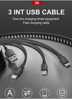 ماركة غير محددة كابل شحن سريع3 في 1 3A USB  مايكرو نوع C الهاتف المحمول متعددة شحن الحبل آيفون /15/14 /13 برو ماكس شاومي 12 POCO M5 سامسونج Oneplus  - Image 2