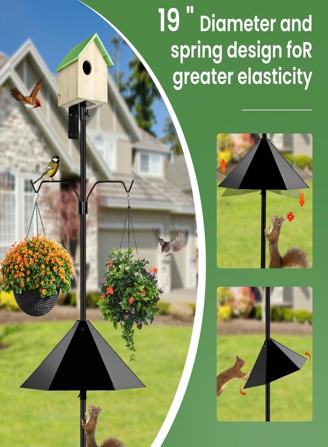 YINGYM Bird Feeder Pole, 79 Inch Heavy Duty Bird House Pole Mount Kit for Outdoors, Adjustable Feeding Stand, with 2-Hooks, Metal Squirrel Baffle and 5-Prong Base, Black - Image 3