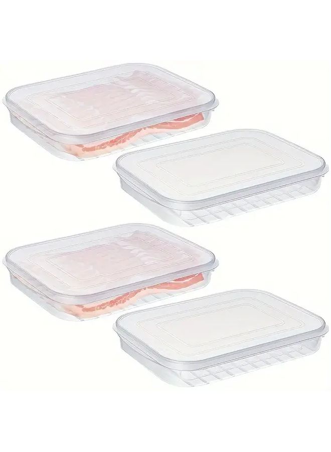 Transparent Stackable Plastic Food Storage Containers With Leakproof Silicone Lids Reusable For Fruits Vegetables Meat Kitchen Organization - Image 1