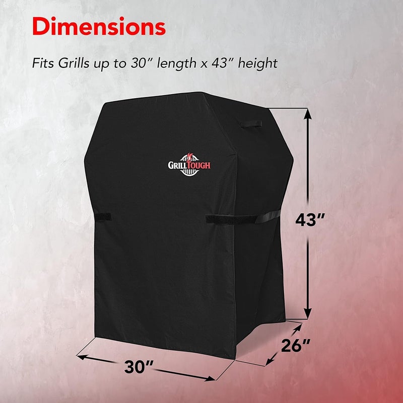 غطاء شواء خارجي ثقيل من GrillTough – مقاوم للماء، مقاوم للطقس، مقاوم للأشعة فوق البنفسجية والبهتان مع أحزمة قابلة للتعديل – غطاء شواء غاز لـ Weber وCharbroil (75L × 66W × 109H سم) جودة عالمية اقتصادية - Image 2