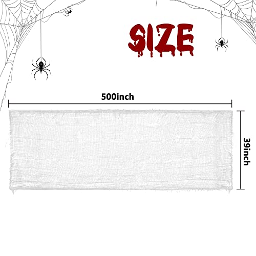 Watayo 500 x 39 Inch Large Size Halloween Spooky Cheese Cloth, Halloween White Scary Creepy Cloth, Windows Doorways Cover Gauze for Halloweens Haunted House Party Decor - Image 2