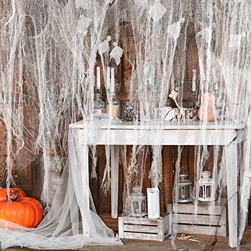 Watayo 500 x 39 Inch Large Size Halloween Spooky Cheese Cloth, Halloween White Scary Creepy Cloth, Windows Doorways Cover Gauze for Halloweens Haunted House Party Decor - Image 4