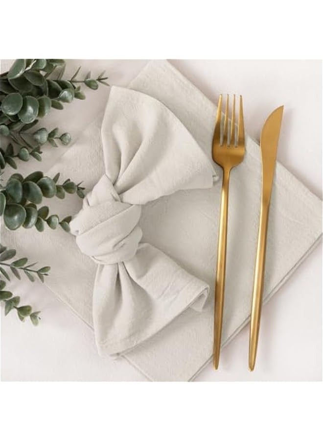 Linen Napkins Beige  Spring Cloth Napkins Bulk Washable Cotton Napkins Set of 4 17x17 for Wedding Party Bridal Baby Shower Birthday Table Decorations - Image 2