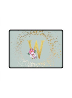 Designer Gaming Mouse Pad Anti-Skid Mousepad Large Keyboard Mouse Pad Desk Mat Custom Monogram Initial Letter Floral Pattern Alphabet - W(Light Grey)