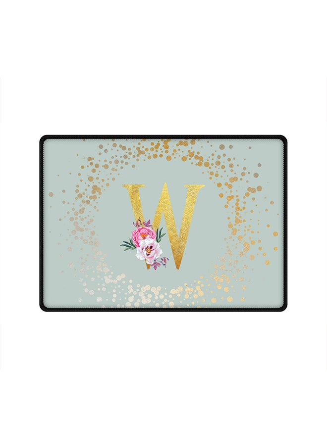 Stylizedd - Designer Gaming Mouse Pad Anti-Skid Mousepad Large Keyboard Mouse Pad Desk Mat Custom Monogram Initial Letter Floral Pattern Alphabet - W(Light Grey) - Image 1