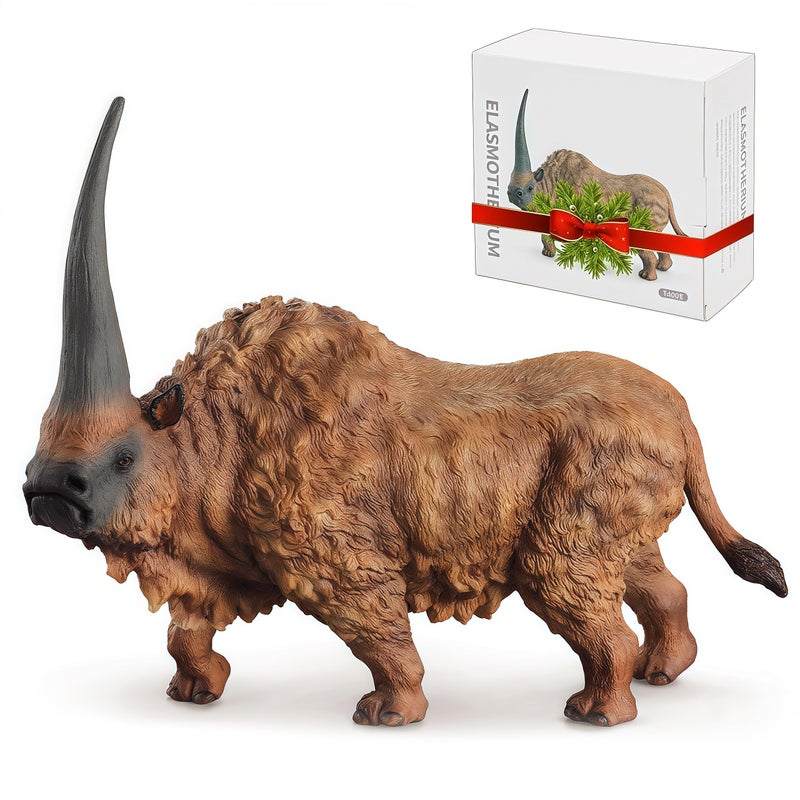 Gemini&Genius GeminiGenius Ancient Rhino Action Figure Toy Siberian Unicorn Rhinoceros Figurine Wild Animal Elasmotherium Animal Toy Gift Collection Display for Kids Collectors - Image 3