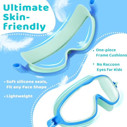 Vvinca 2 Pack Kids Goggles with Bungee Strap Wide View Anti Fog UV No Leak Swimming Mask Pool Goggle for 3-10 Toddlers Girls Boys - Image 5