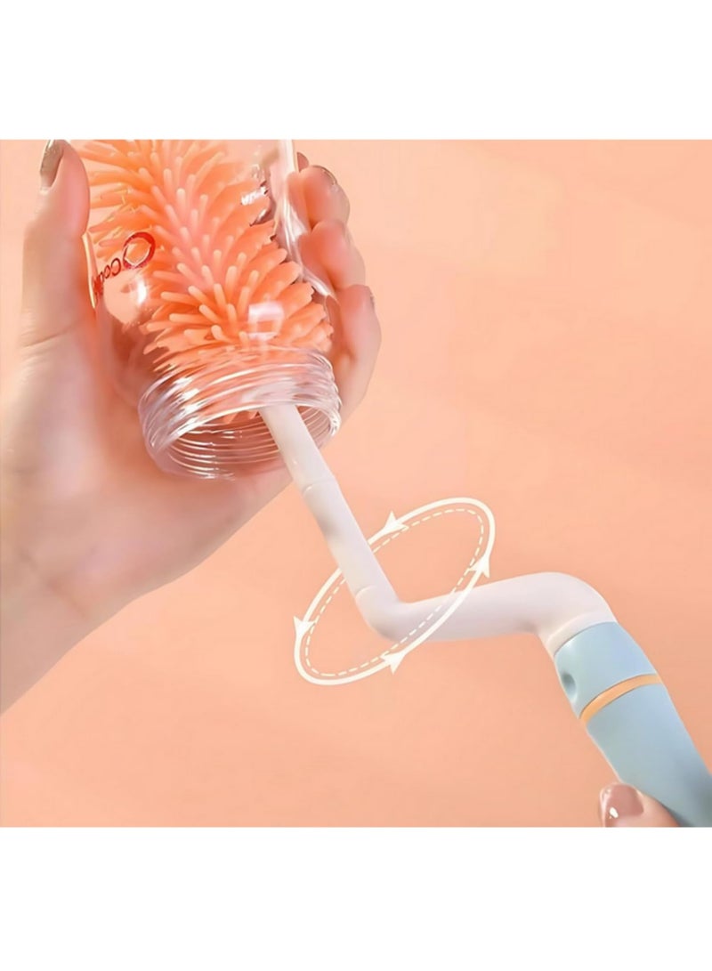 6 in 1 Portable Baby Bottle Cleaner Set with Drying Rack, 2 Silicone Baby Bottle Brushes,Straw Brush, Nipple Brush & Storage Box - Image 3
