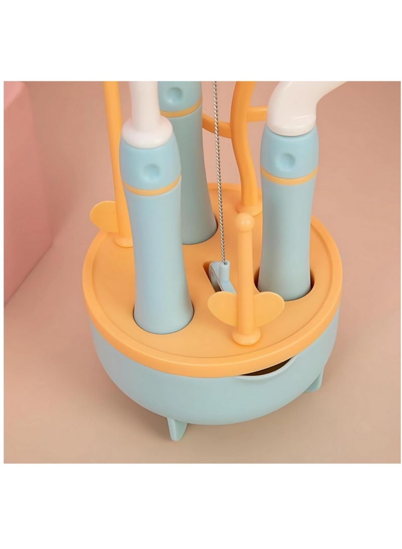 6 in 1 Portable Baby Bottle Cleaner Set with Drying Rack, 2 Silicone Baby Bottle Brushes,Straw Brush, Nipple Brush & Storage Box - Image 4