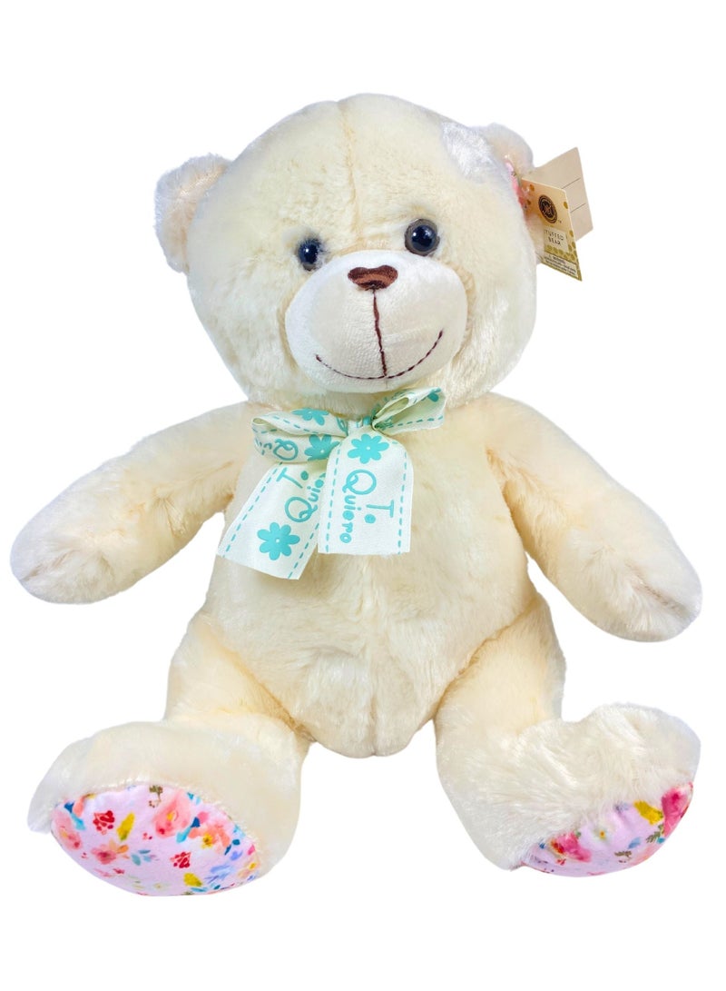 Walgreens Te Quiero Teddy Bear Stuffed Animal 15 inches White Cream Baby Floral Bear Plush Toy Gift for Kids - Image 1