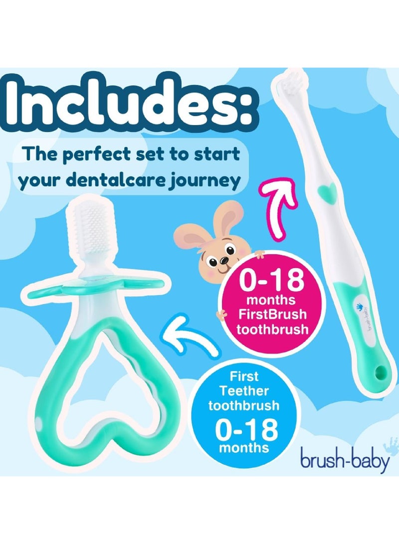 Brush-Baby First Toothbrush & Teether Set | Soft Bristles | Flower Safety Guard | 0–18 Months - Image 3