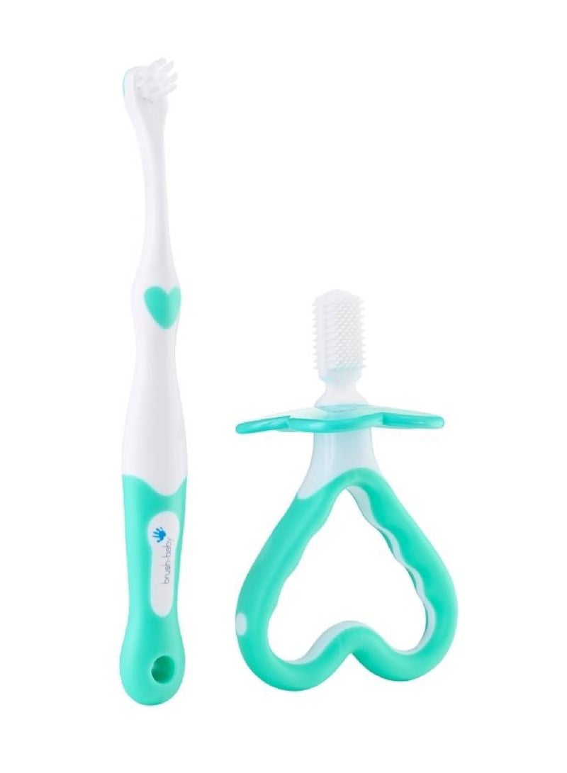 Brush-Baby First Toothbrush & Teether Set | Soft Bristles | Flower Safety Guard | 0–18 Months - Image 2