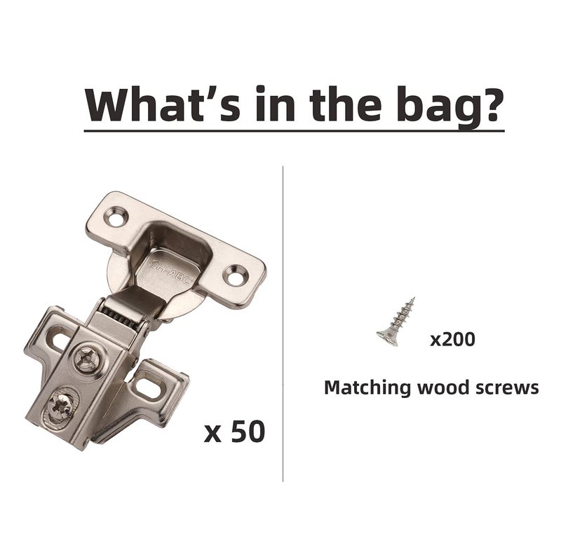 Decobasics 5/8"" Overlay Full Overlay Soft Close Cabinet Hinges For Kitchen Cabinets (50 Pcs)- 105 Face Frame Concealed Cabinet Door Hinge -3 Way Adjustability Matching Screw & Easy Installation - Image 2